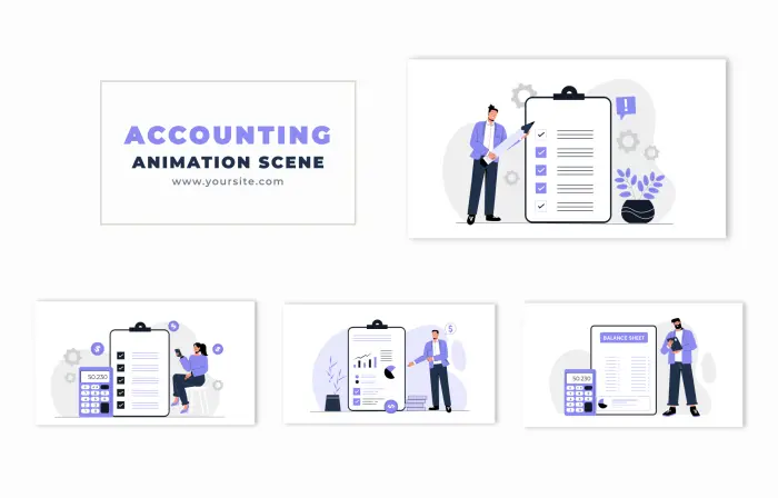 Flat Vector Accounting Process Animation Scene